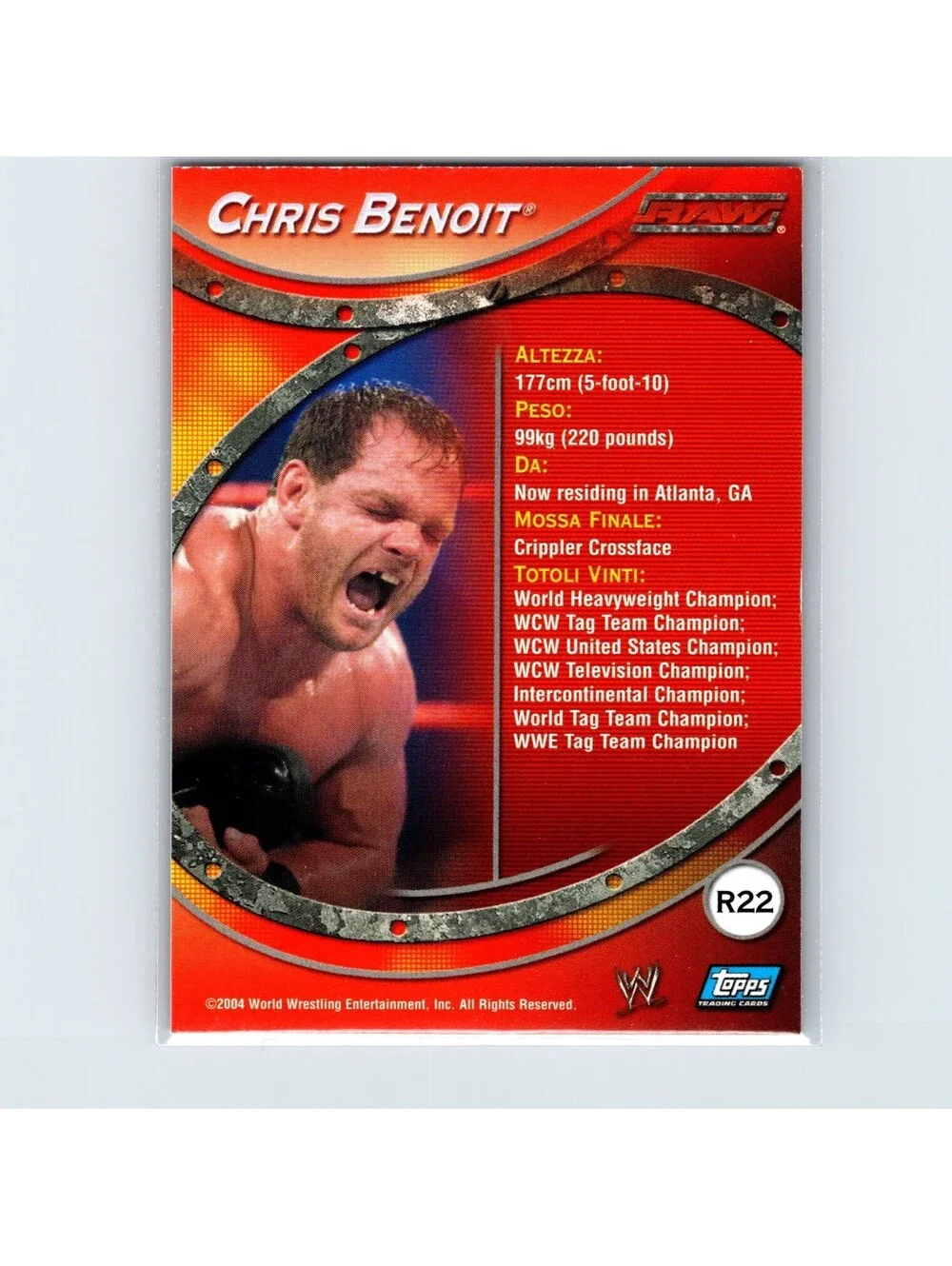 2004 Topps WWE RAW & SmackDown Apocalypse Chris Benoit #R22 Foil